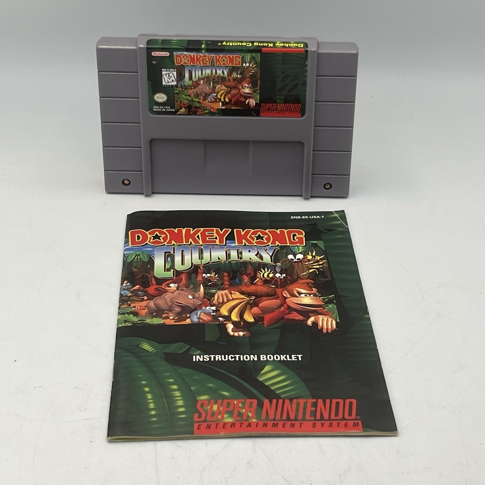 Donkey Kong Country (SNES) Cartridge & Manual TESTED/AUTHENTIC